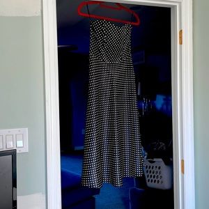 Vintage black and white polka dot tea length dress